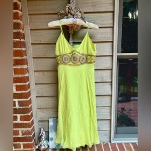 Silk Betsey Johnson Chartreuse Beaded Evening Dress